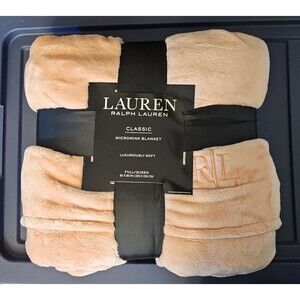 Ralph Lauren Classic Micromink Blanket Full/Queen Pink 90"x90" Light Pink Blush